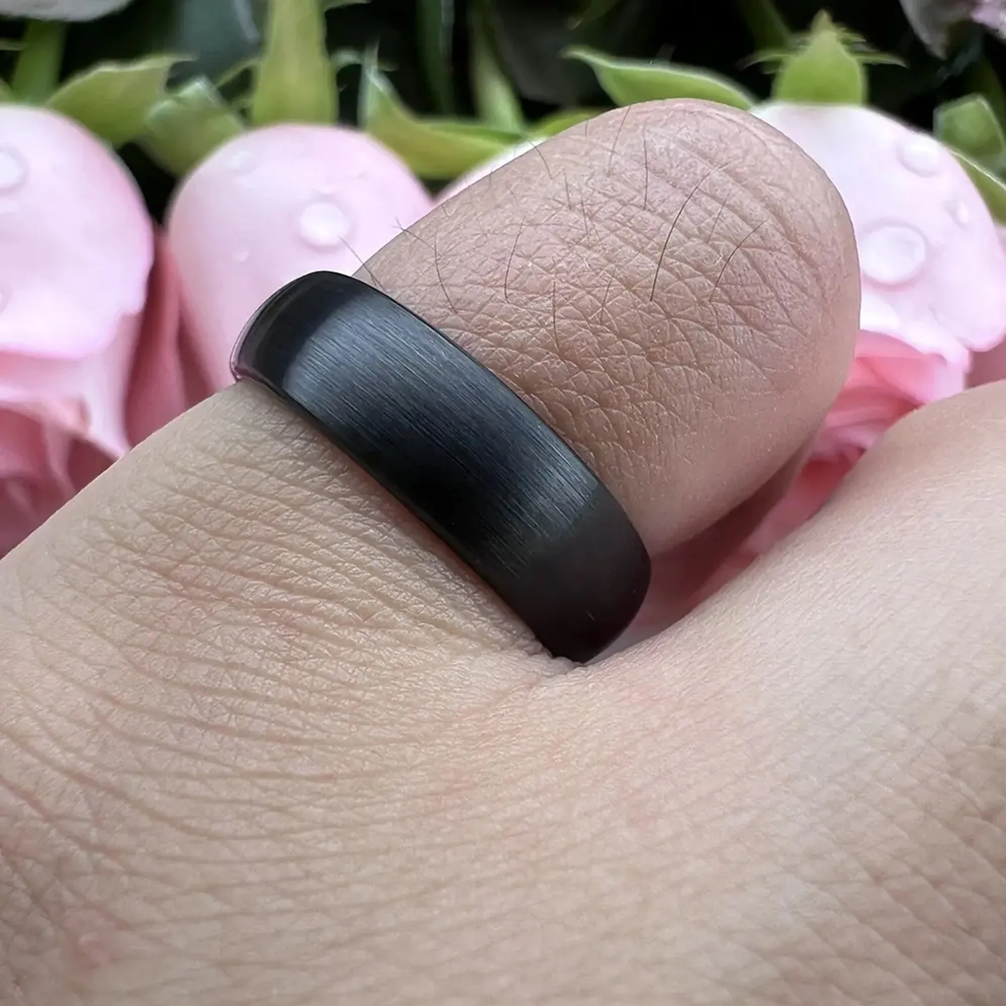 Black Tungsten Carbide Ring For Men and Women. 6mm or 8mm Dome Shape, Barrel, Comfort Fit Wedding Band, Pinky, Statement or Thumb RIng (Copy)