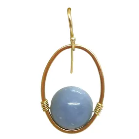 Blue Jade And Matte Gold Oval Wrap Earrings