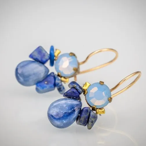 Blue Swarovski Bee Earrings