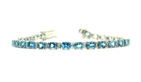 Blue Topaz and Cubic Zirconia Bracelet in Sterling Silver