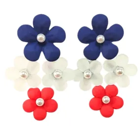 Blue, White & Red Flower Drop Earrings [Brianna Cannon]