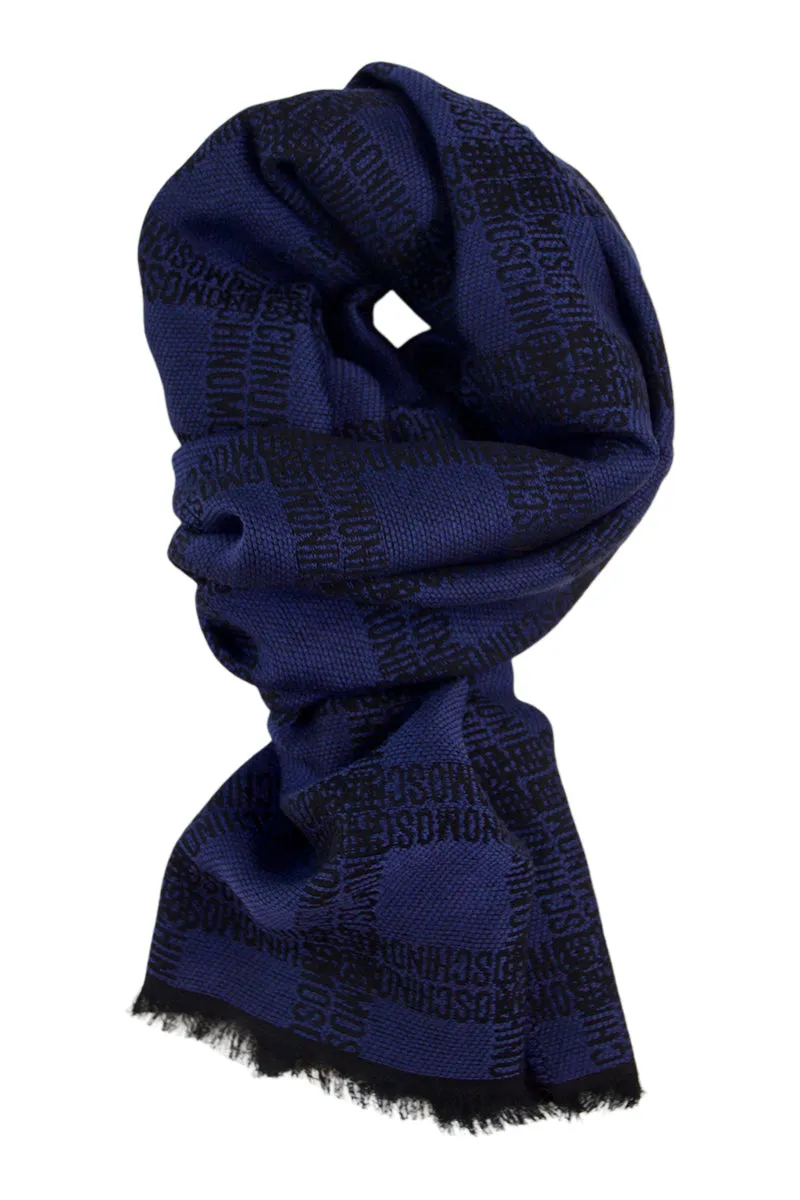 Blue wool scarf by Moschino