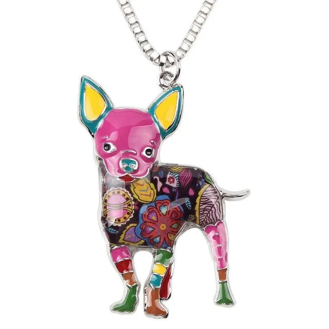 Bonsny Maxi Statement Metal Alloy Chihuahuas Dog Choker Necklace Chain Collar Pendant 2016 Fashion New Enamel Jewelry For Women