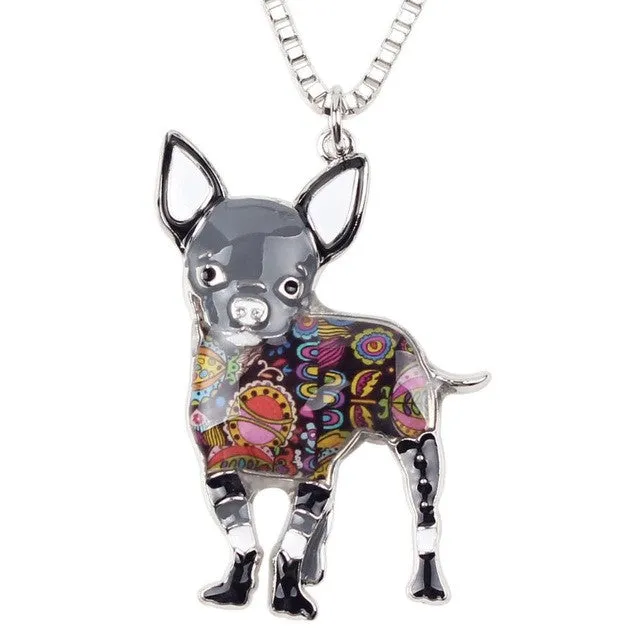 Bonsny Maxi Statement Metal Alloy Chihuahuas Dog Choker Necklace Chain Collar Pendant 2016 Fashion New Enamel Jewelry For Women