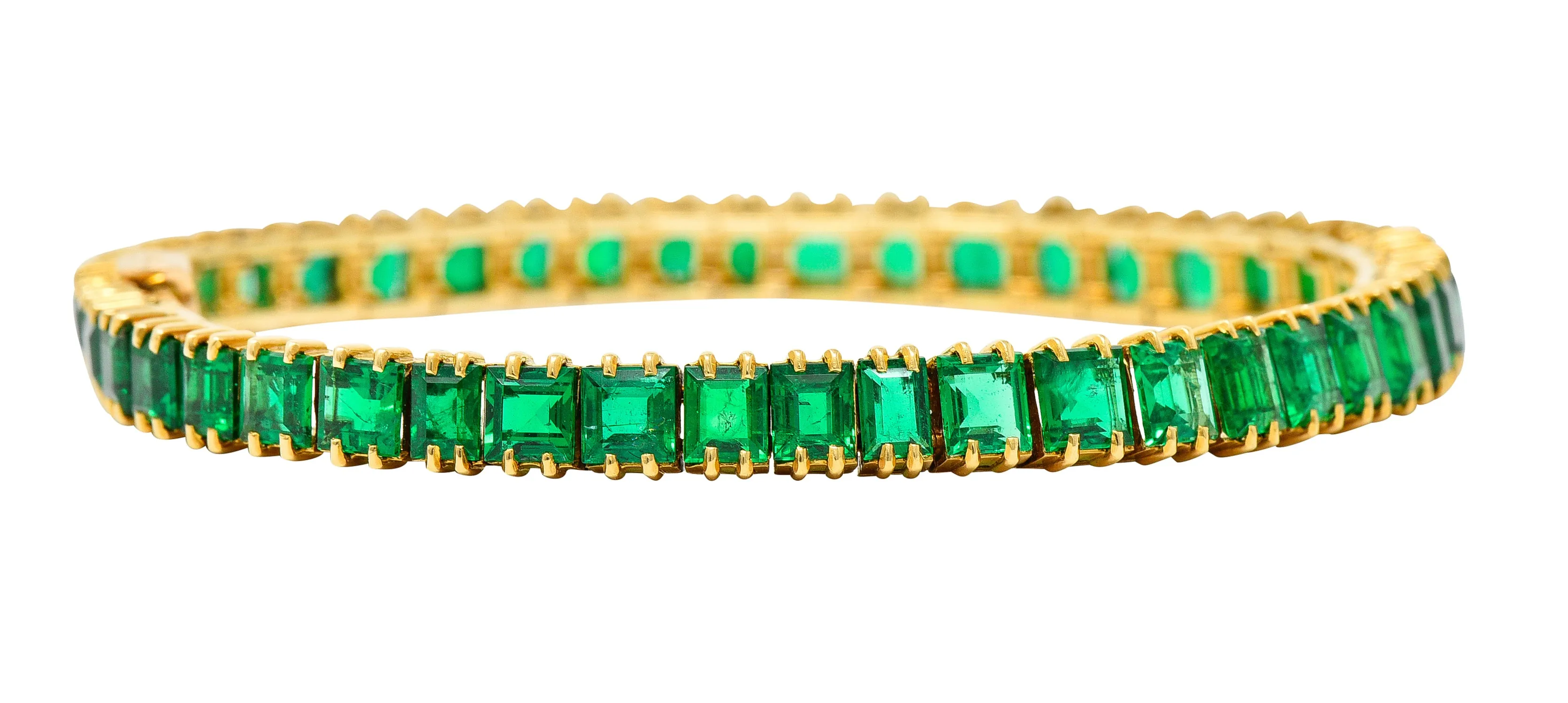 Boucheron Paris 12.50 CTW Emerald 18 Karat Yellow Gold Gemstone Line Bracelet