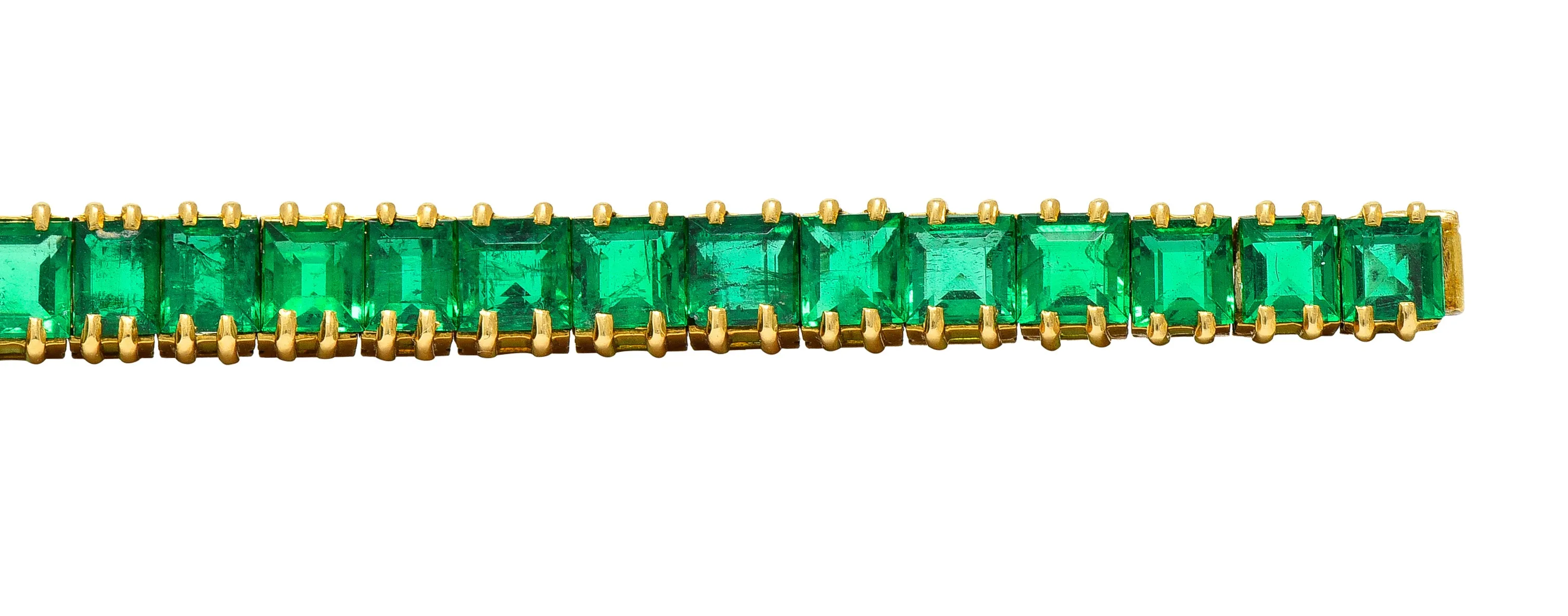 Boucheron Paris 12.50 CTW Emerald 18 Karat Yellow Gold Gemstone Line Bracelet