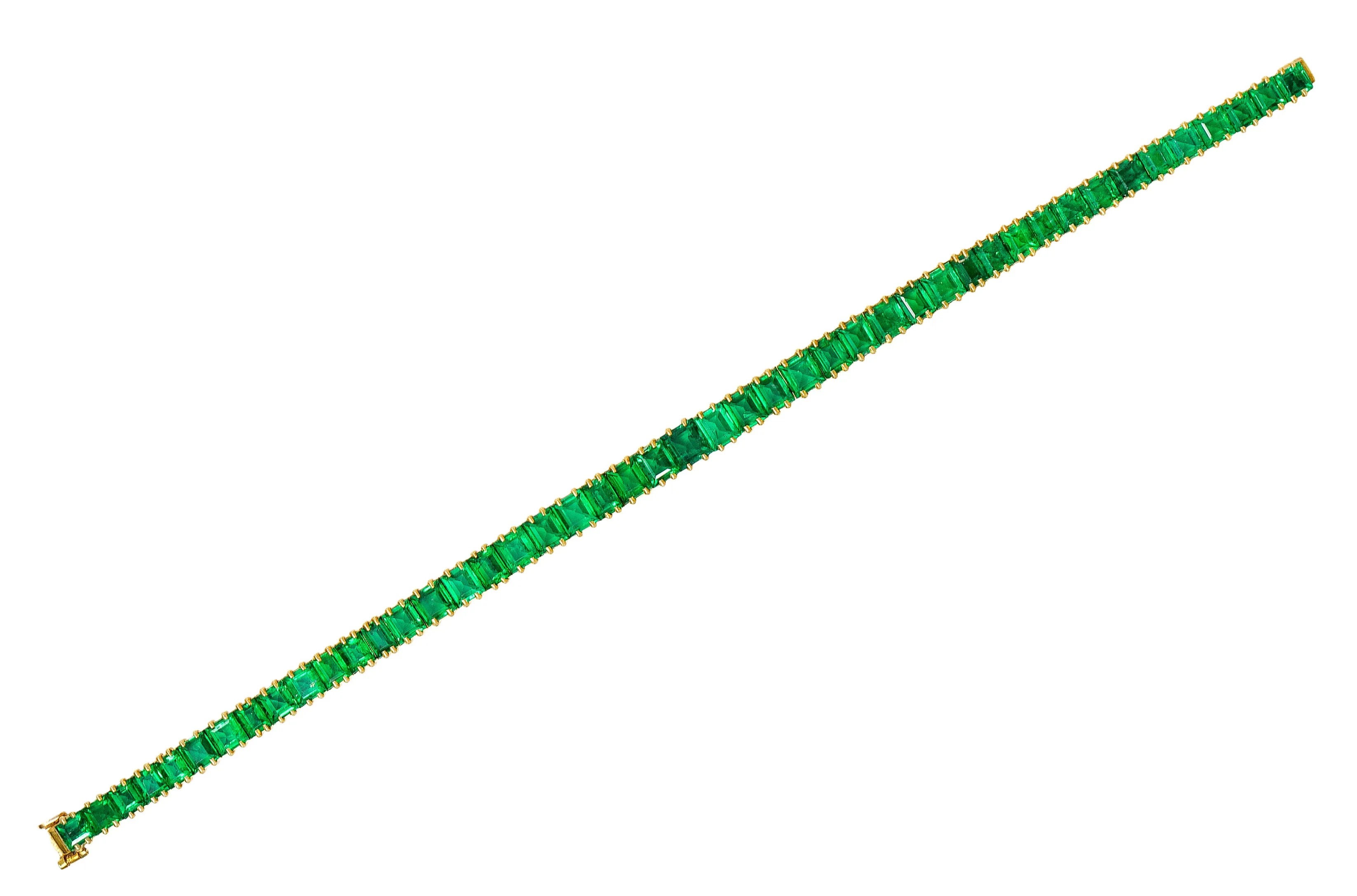 Boucheron Paris 12.50 CTW Emerald 18 Karat Yellow Gold Gemstone Line Bracelet