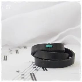 Braided Black Leather Ring