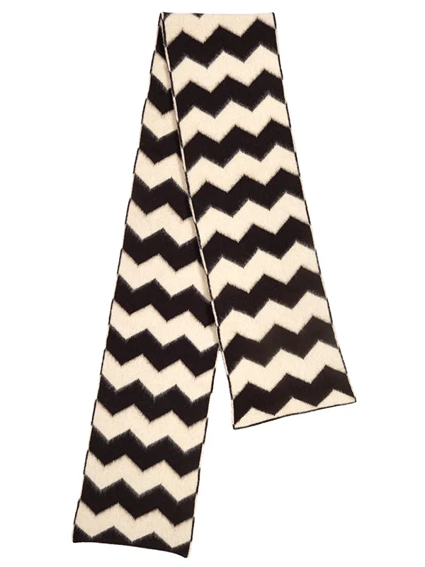 Brushed Zigzag Scarf Black & Kintyre