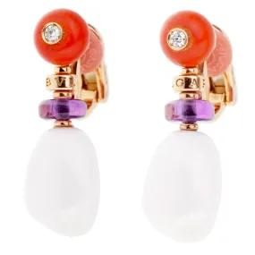 Bulgari Mediterranean Eden Coral Agate Diamond Rose Gold Earrings