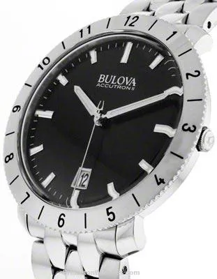 Bulova Mens Accutron II Watch - Stain Steel Case & Bracelet - Black Dial