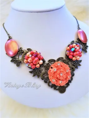 Burnt Coral Statement Necklace