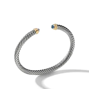 Cable Classics Bracelet in Sterling Silver with Blue Topaz and 14K Yellow Gold