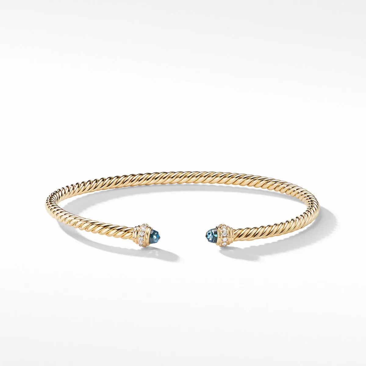 Cable Spira Bracelet in 18K Gold with Hampton Blue Topaz and Diamonds