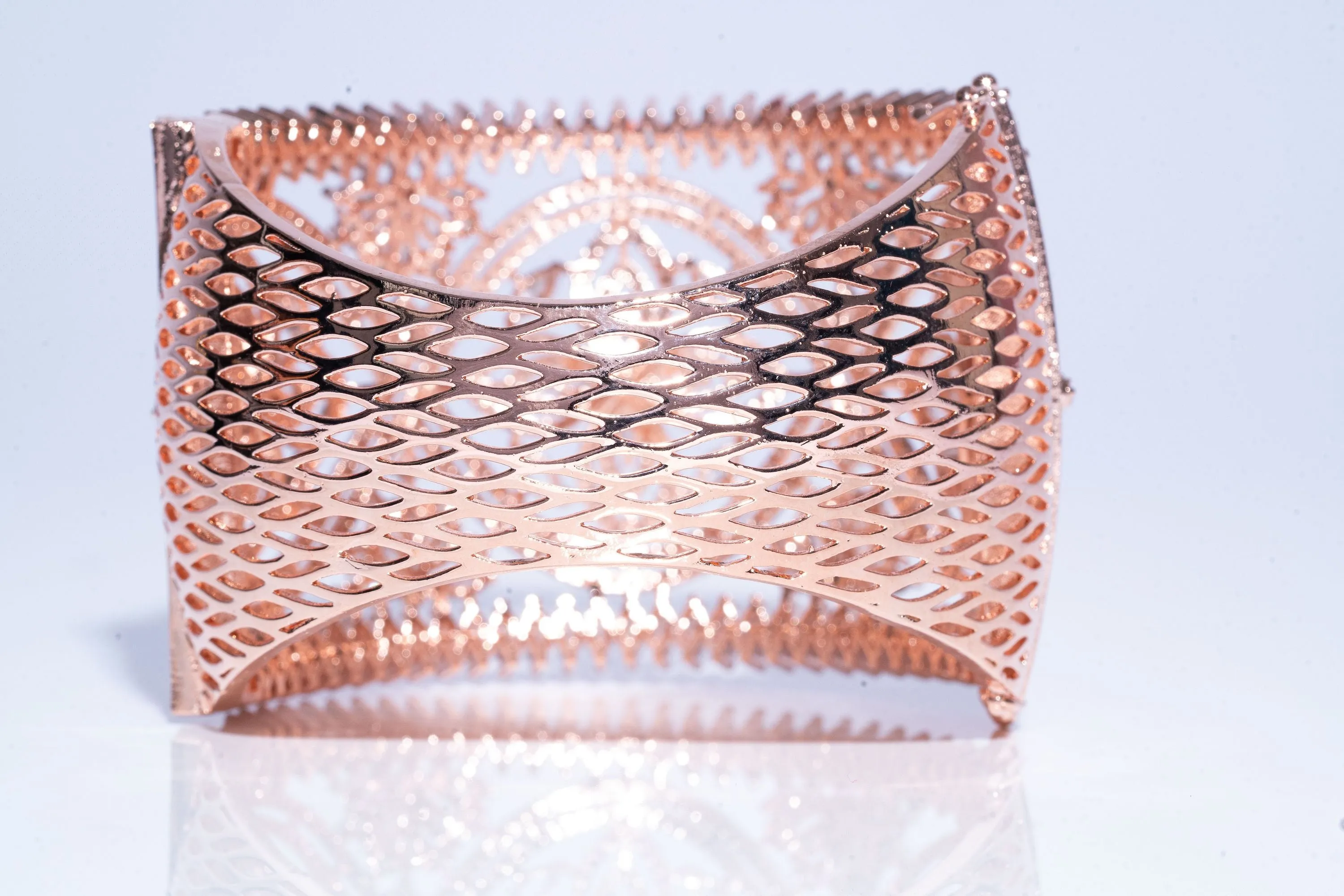 Caprice Statement Cuff Bracelet Rose Gold By Jaipur Rose Designer Indian Jewelry