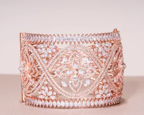 Caprice Statement Cuff Bracelet Rose Gold By Jaipur Rose Designer Indian Jewelry