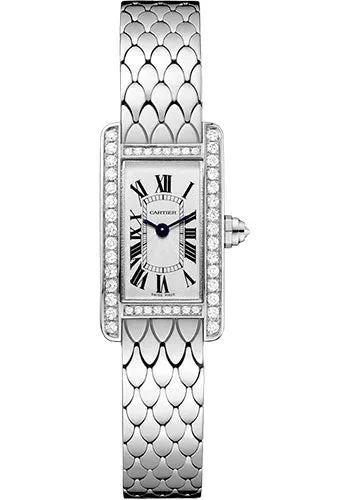 Cartier Tank AmŽricaine Watch - 27 mm White Gold Diamond Case - Diamond Bezel - Diamond Dial - WB710013