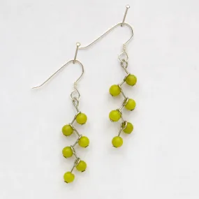 Cascading Vine Earrings with Olive New Jade Gemstones