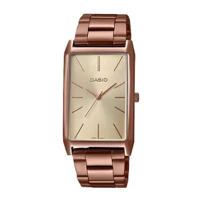 Casio Ladies' Analog Rose Gold Ion Plated Stainless Steel Band Watch LTPE156R-9A LTP-E156R-9A