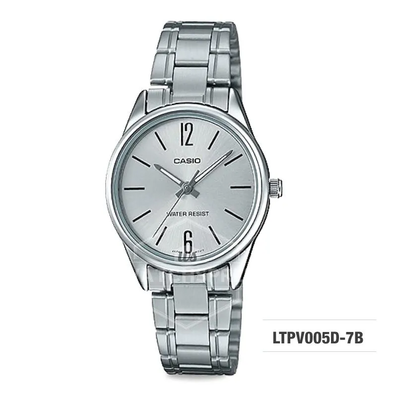 Casio Ladies' Standard Analog Silver Stainless Steel Band Watch LTPV005D-7B LTP-V005D-7B