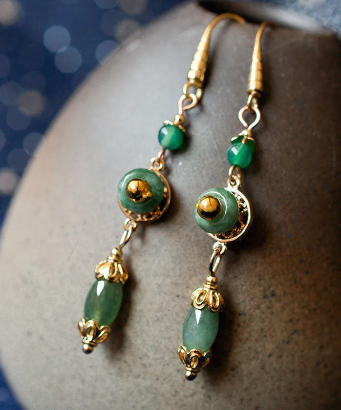 Classy Green Jadeite Jade Drop Earrings LY7827