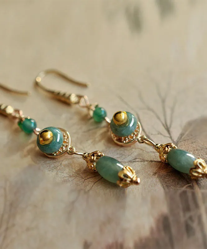 Classy Green Jadeite Jade Drop Earrings LY7827