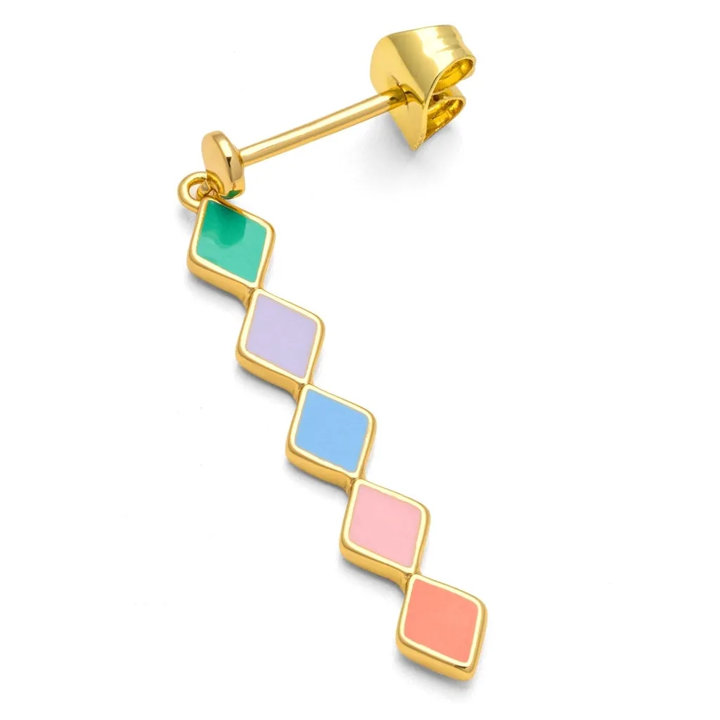 Confetti Long earring 1 pcs gold plated - Multi