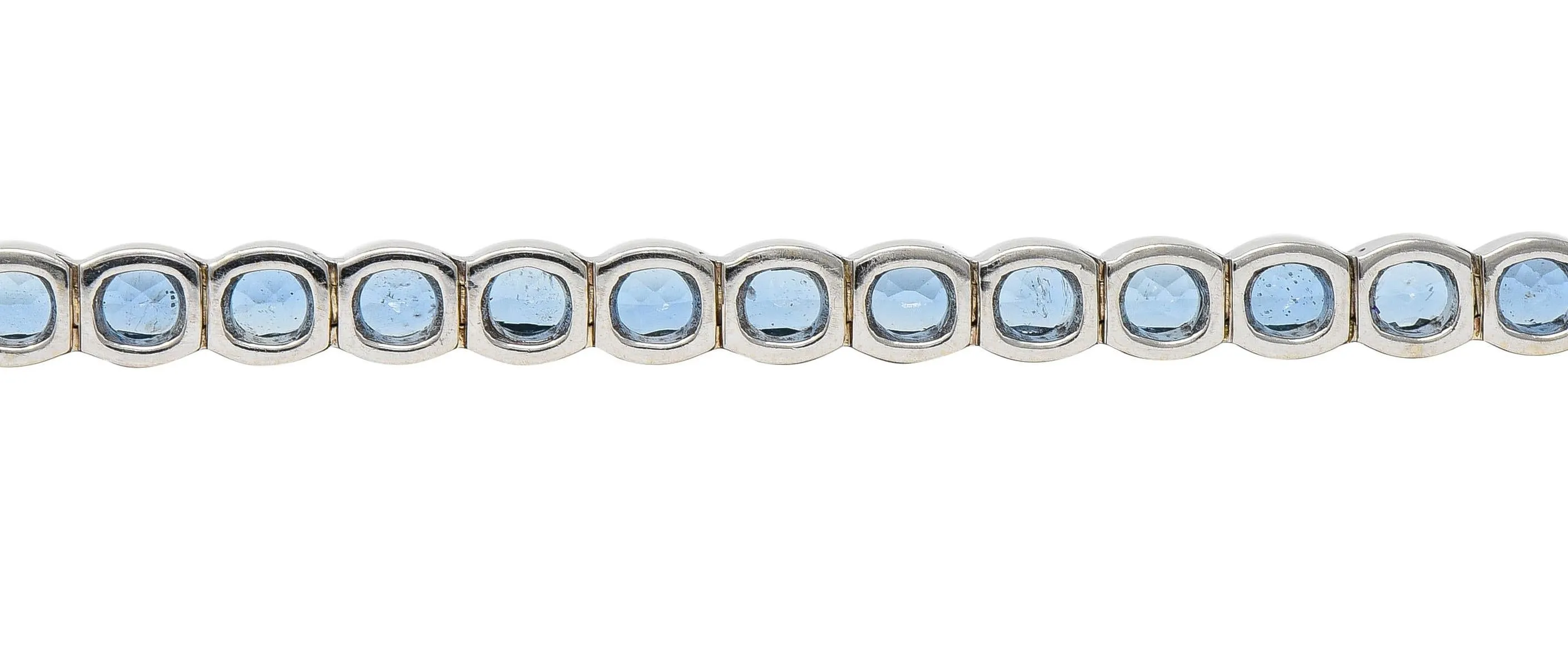 Contemporary 9.80 CTW Blue Topaz 14 Karat White Gold Line Bracelet