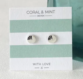 Coral And Mint Art Deco Black Enamel Earrings