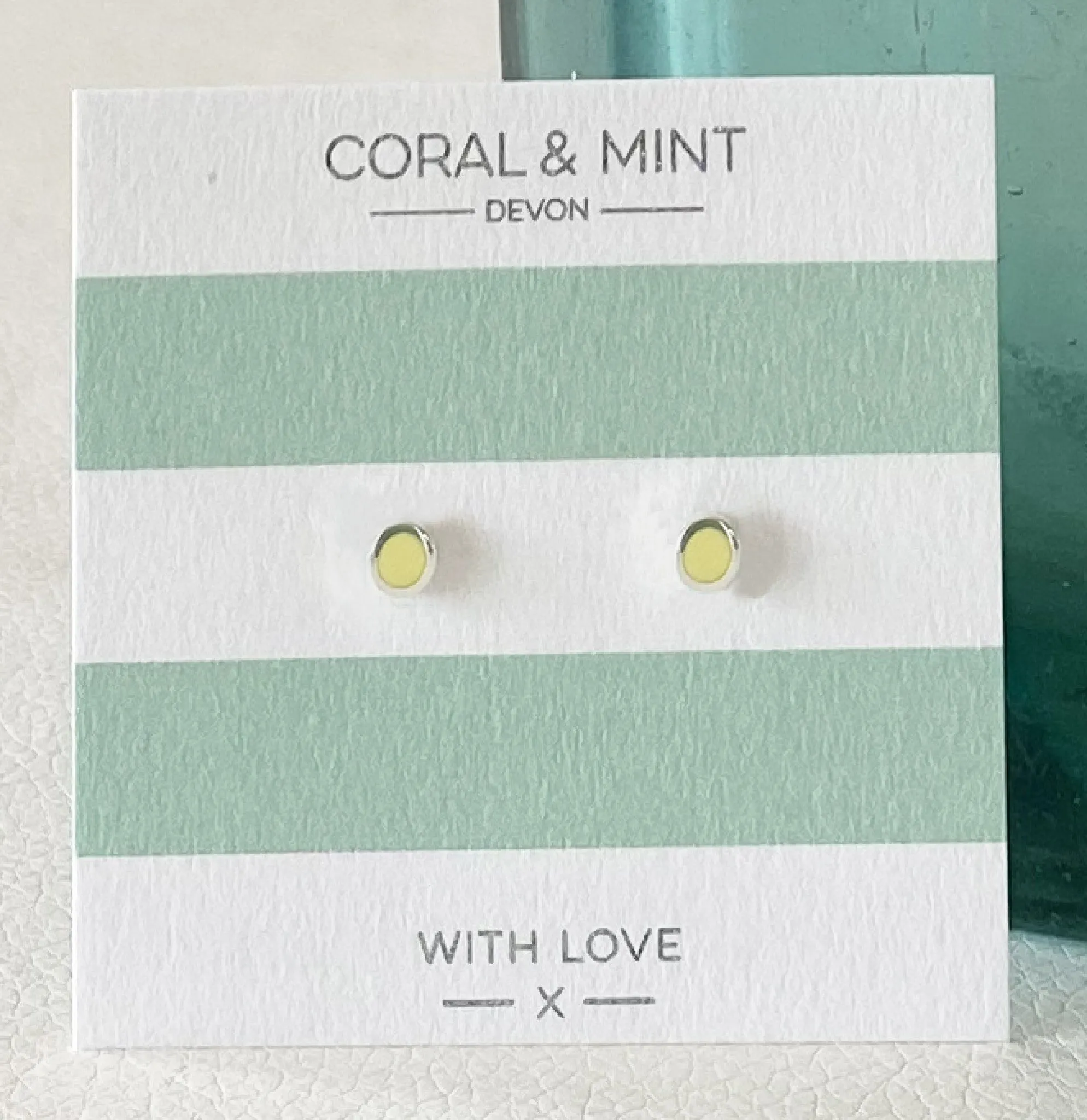 Coral And Mint Mini Lemon Enamel Circle Studs