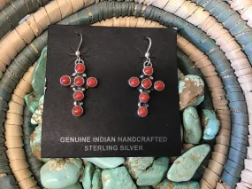 Coral Cross Earrings