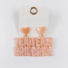 Coral Crystal Team Bride Earrings