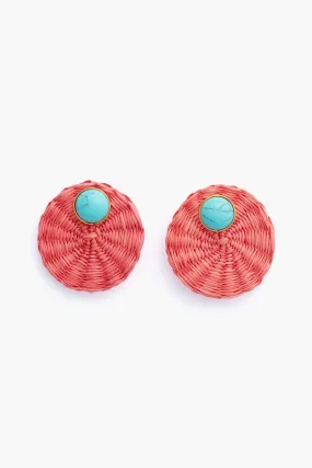 Coral Iraca Turquoise Studs