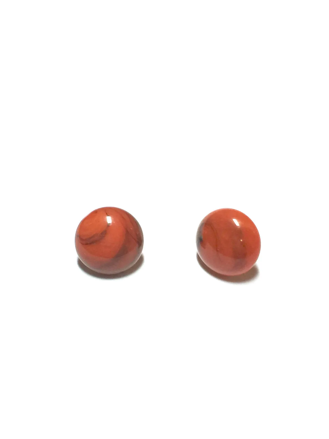 Coral Marbled Small Retro Button Stud Earrings - 14mm