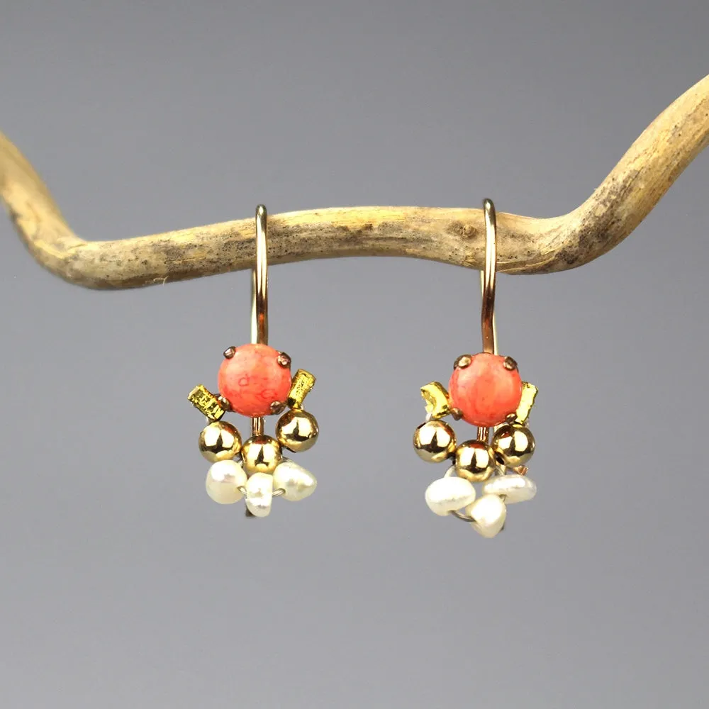 Coral Pearl Tikka Earrings