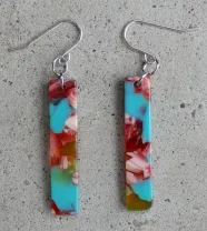 Coral/Teal Mini Stick Earring - Toronto