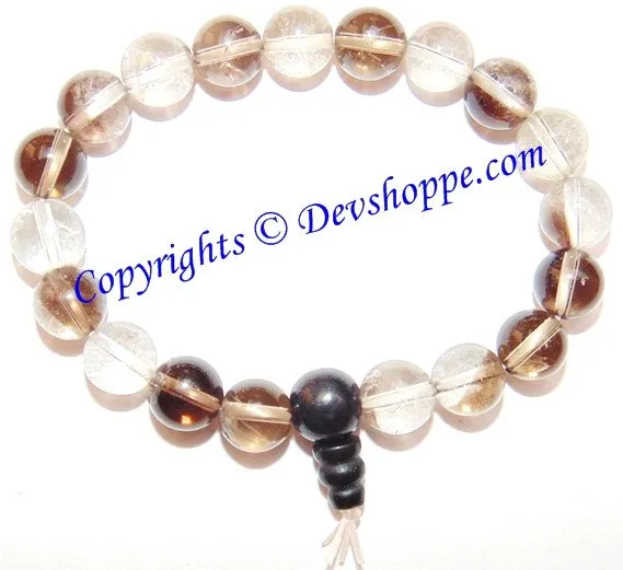 Crystal Quartz beads and Smoky (Smokey) Quartz beads Combination bracelet in stretch elastic