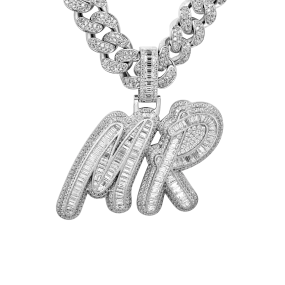 Custom Youth Iced Out Multi-layer Baguette Font Pendant