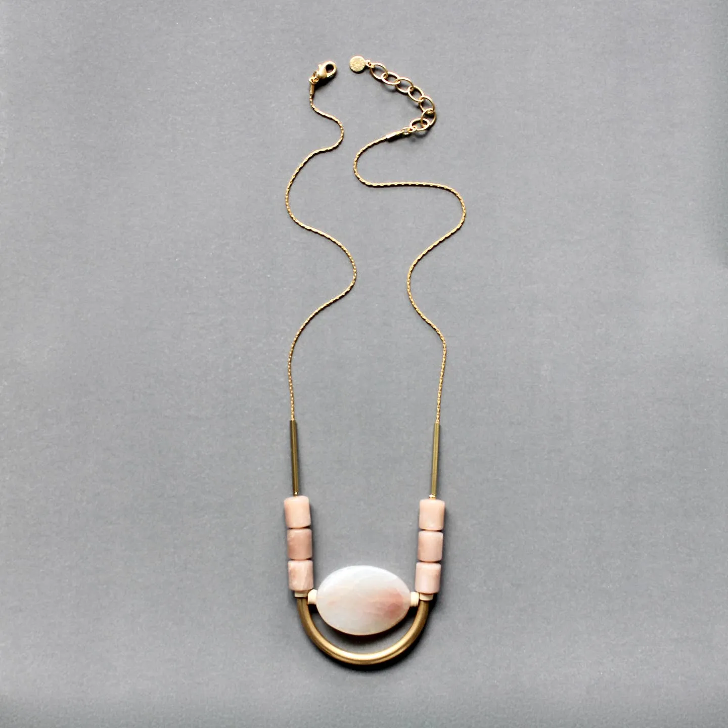 David Aubrey Peach Moonstone Drop Necklace