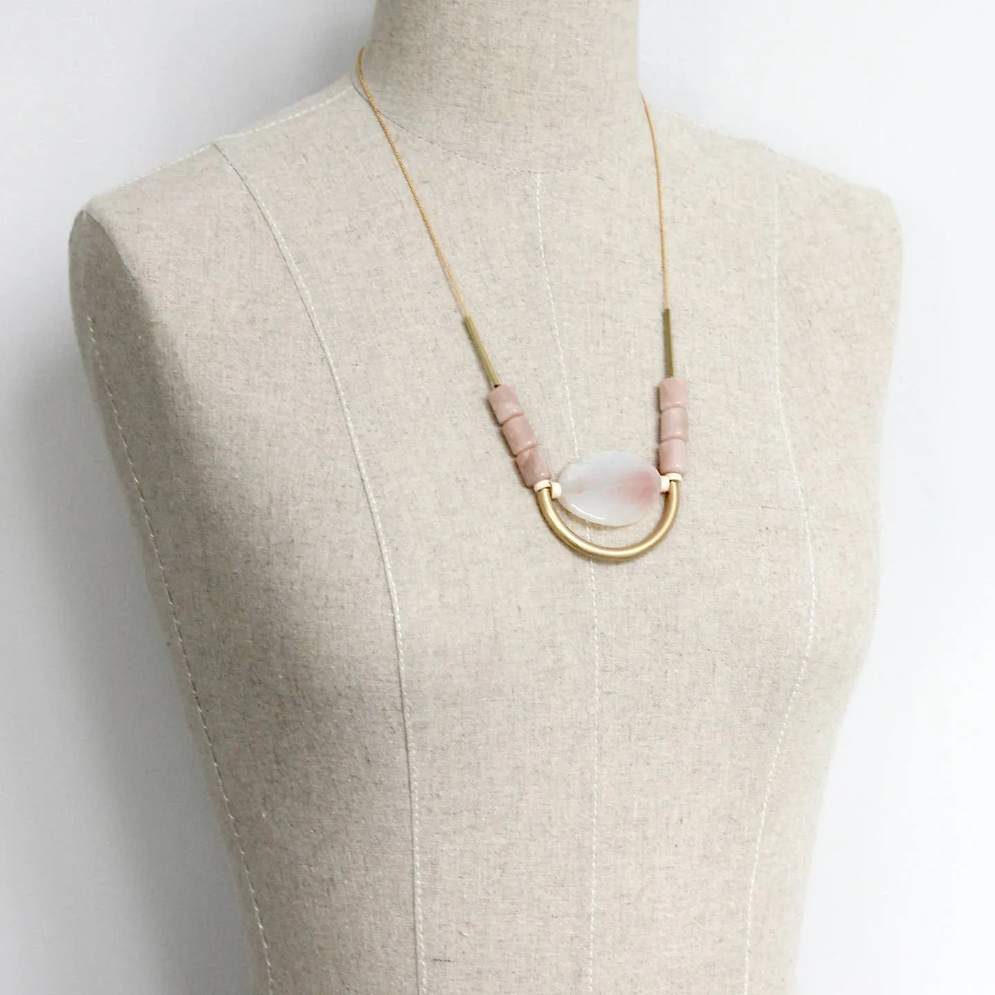 David Aubrey Peach Moonstone Drop Necklace