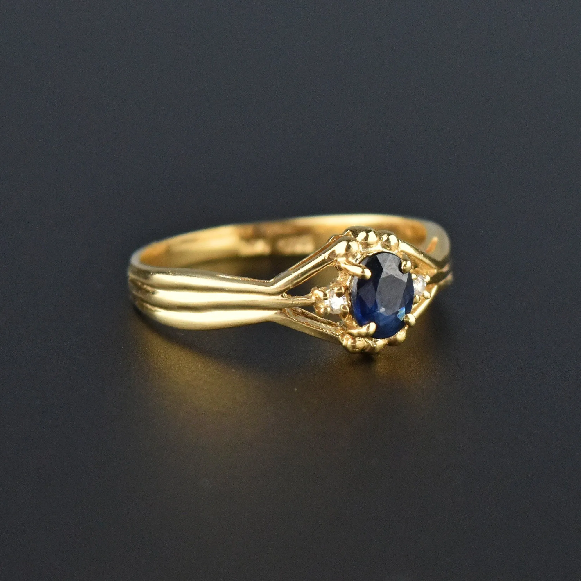 Diamond 1/3 CTW Natural Sapphire 14K Gold Ring