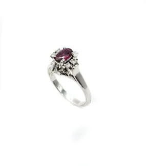 Diamond and rhodolite ladies fashion ring