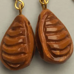 Earrings - Carved Wongai Seed