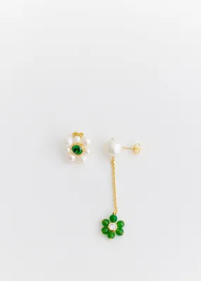 Earrings With Freshwater Pearls And Jade Beads