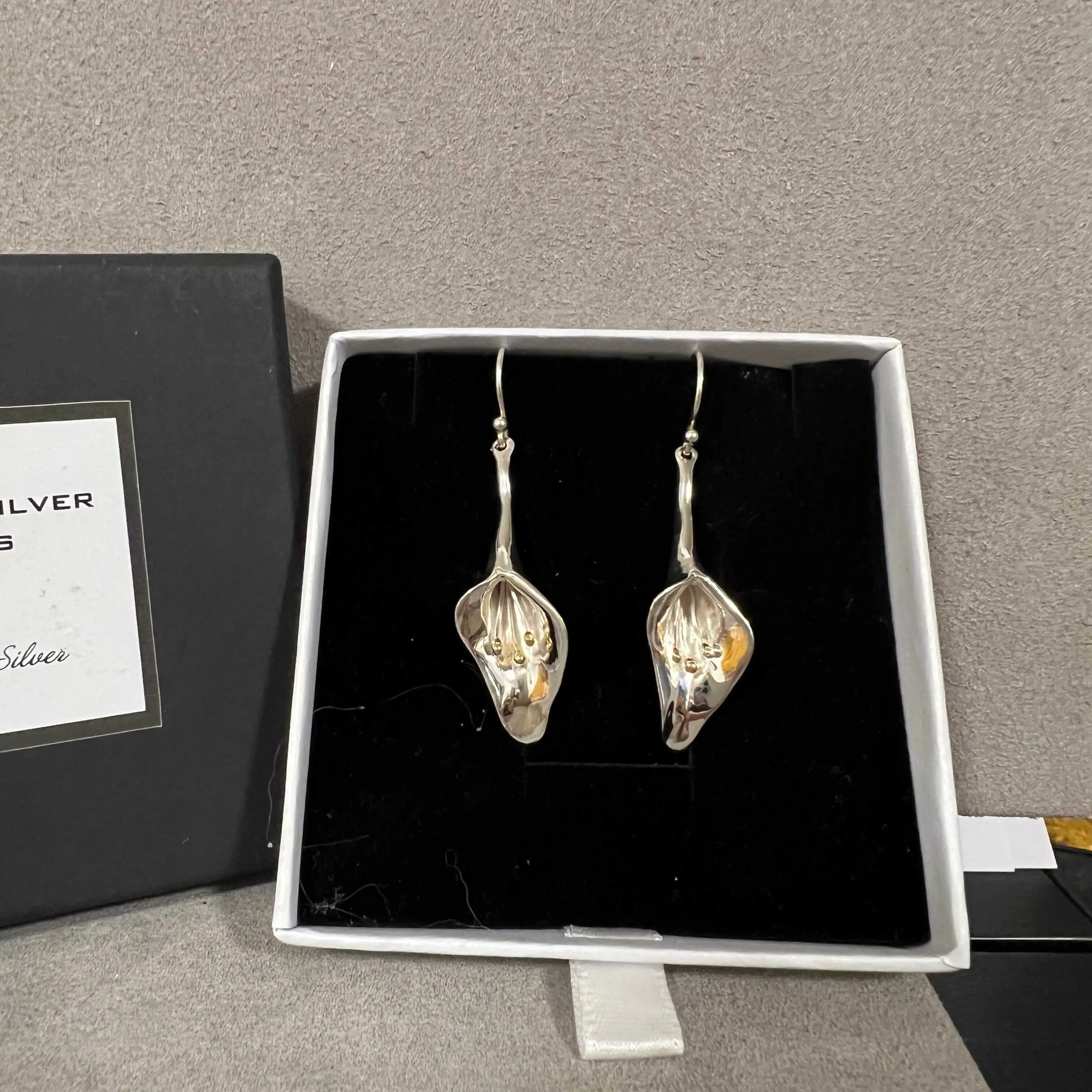 Elegant Calla Lily Sterling Silver Drop Earrings