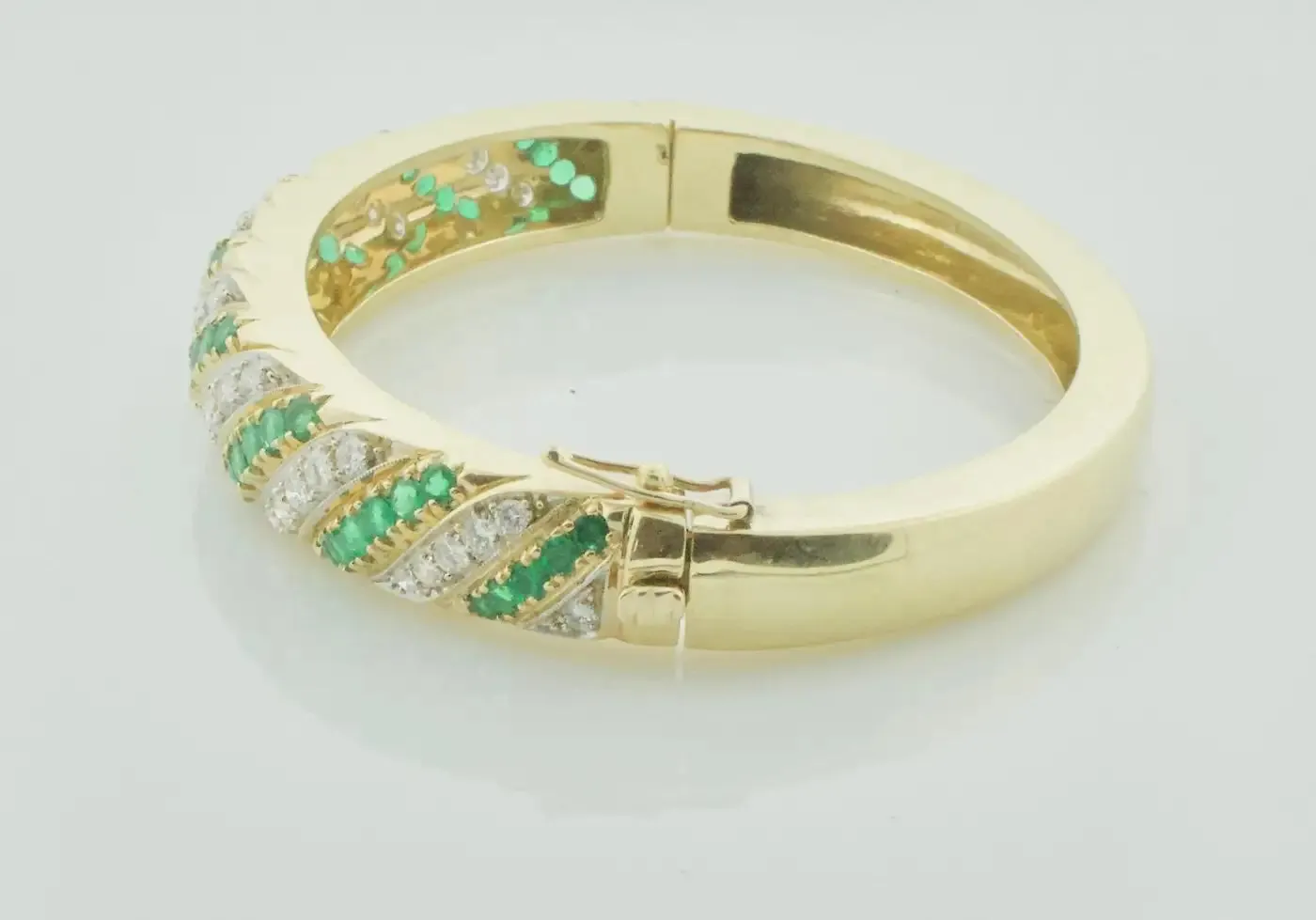 Emerald and Diamond Bangle Bracelet, Circa 1960's