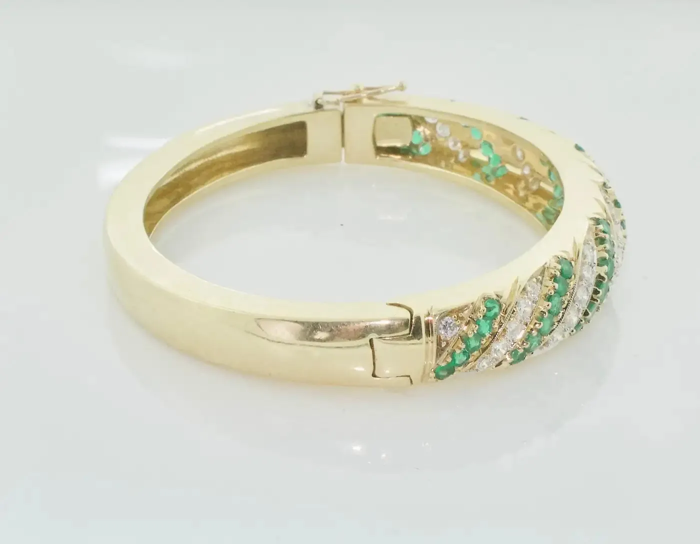 Emerald and Diamond Bangle Bracelet, Circa 1960's