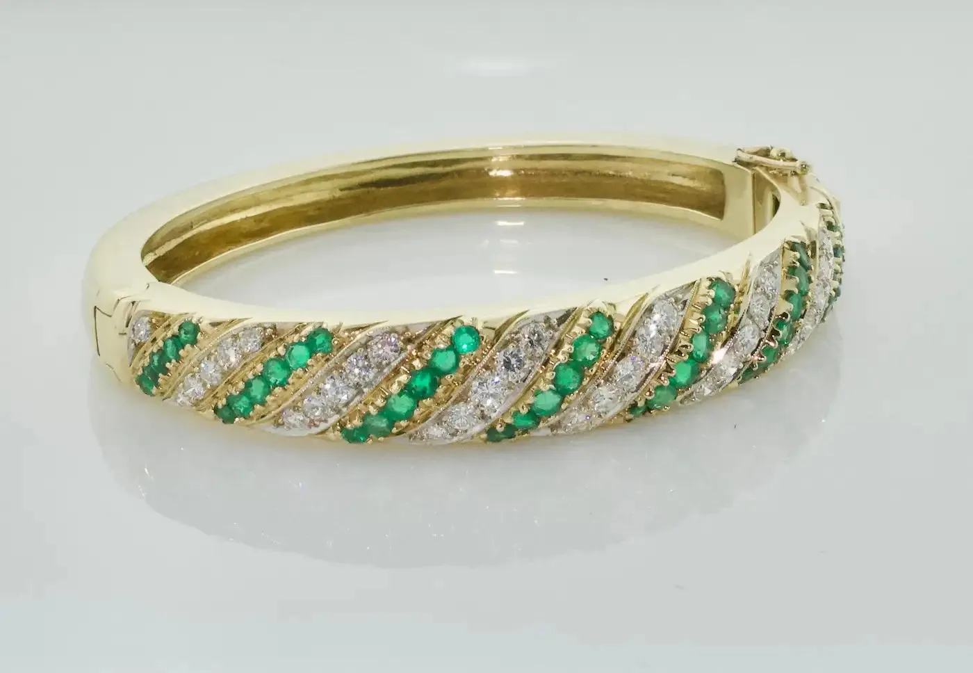 Emerald and Diamond Bangle Bracelet, Circa 1960's