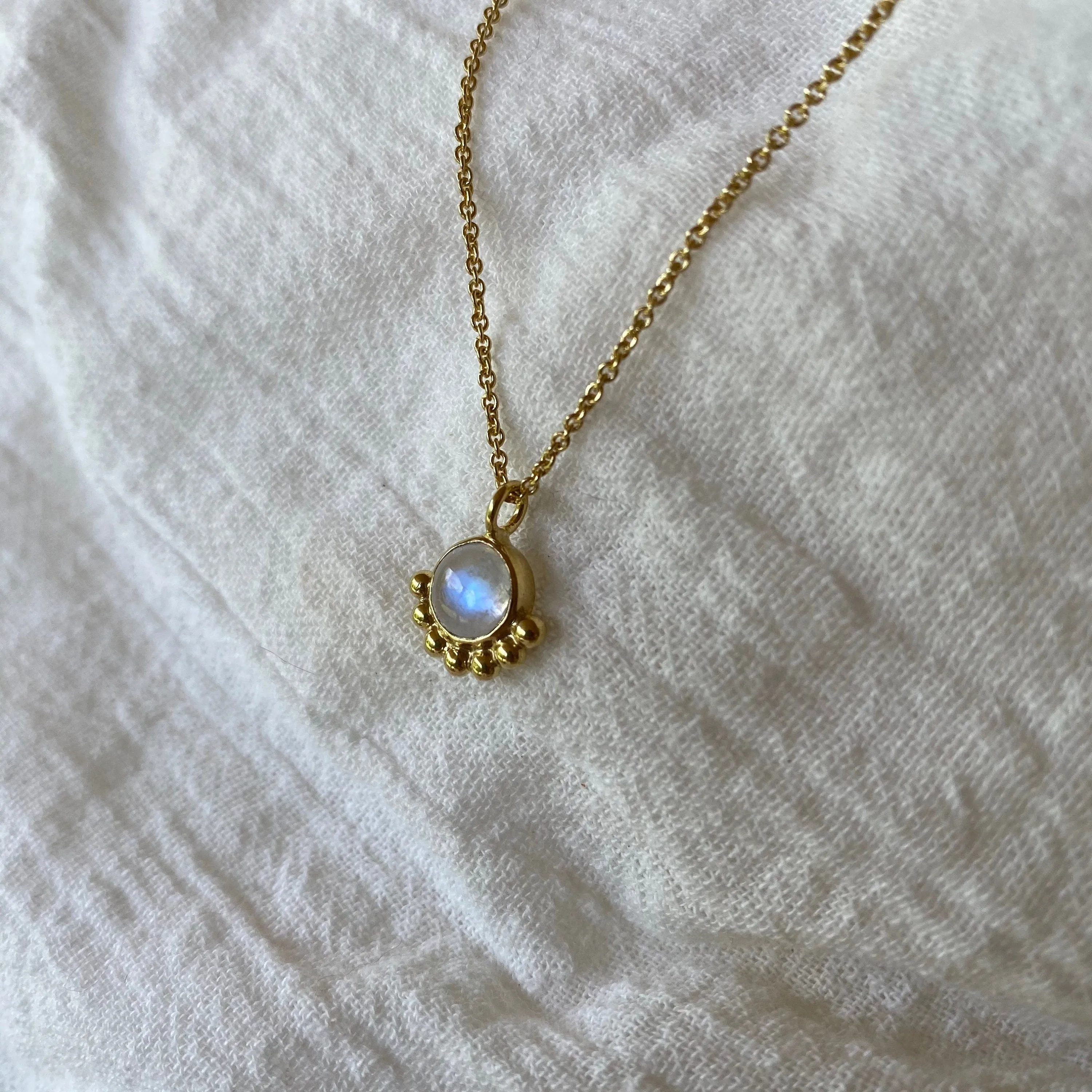 Equilbrium 14K Gold Rainbow Moonstone Necklace