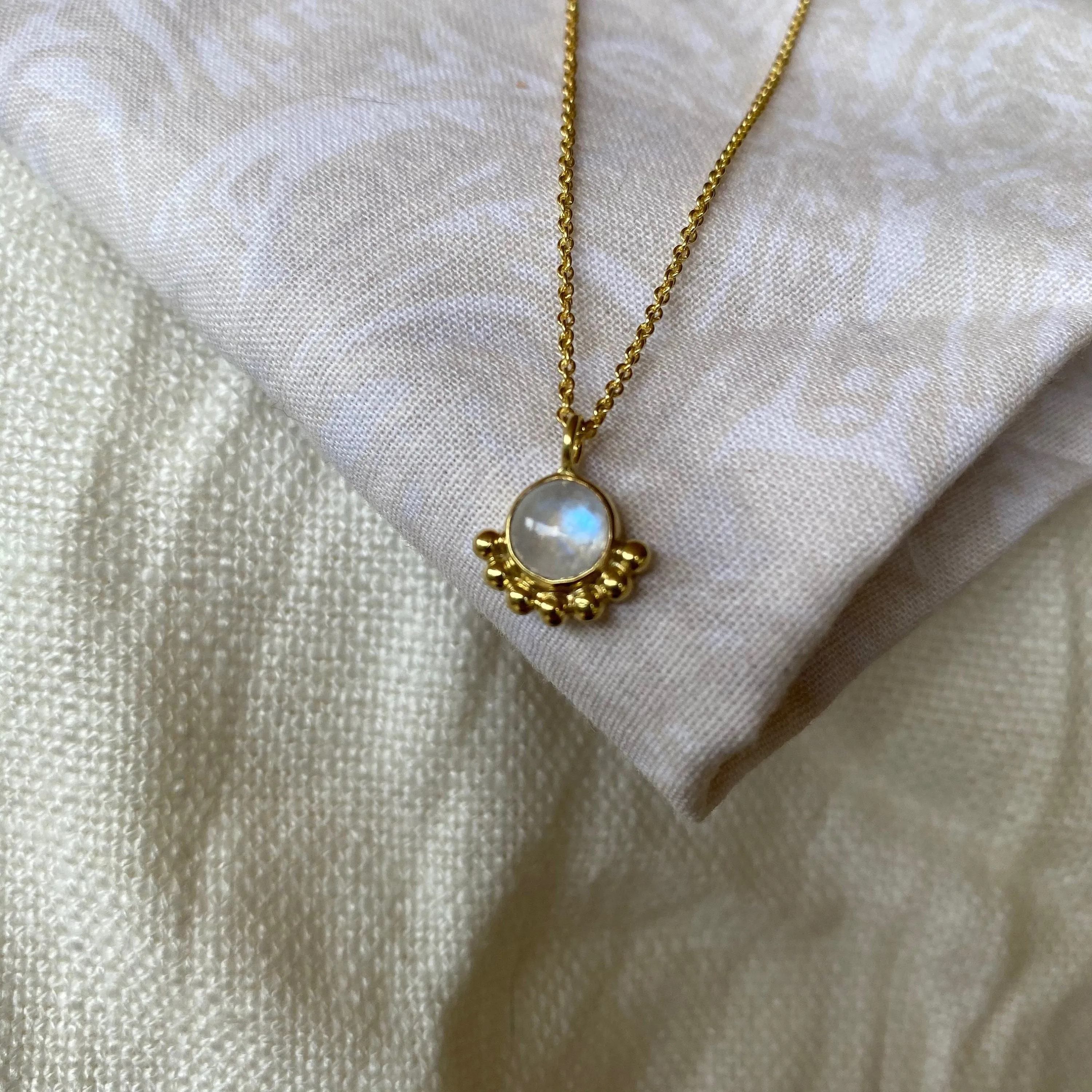 Equilbrium 14K Gold Rainbow Moonstone Necklace